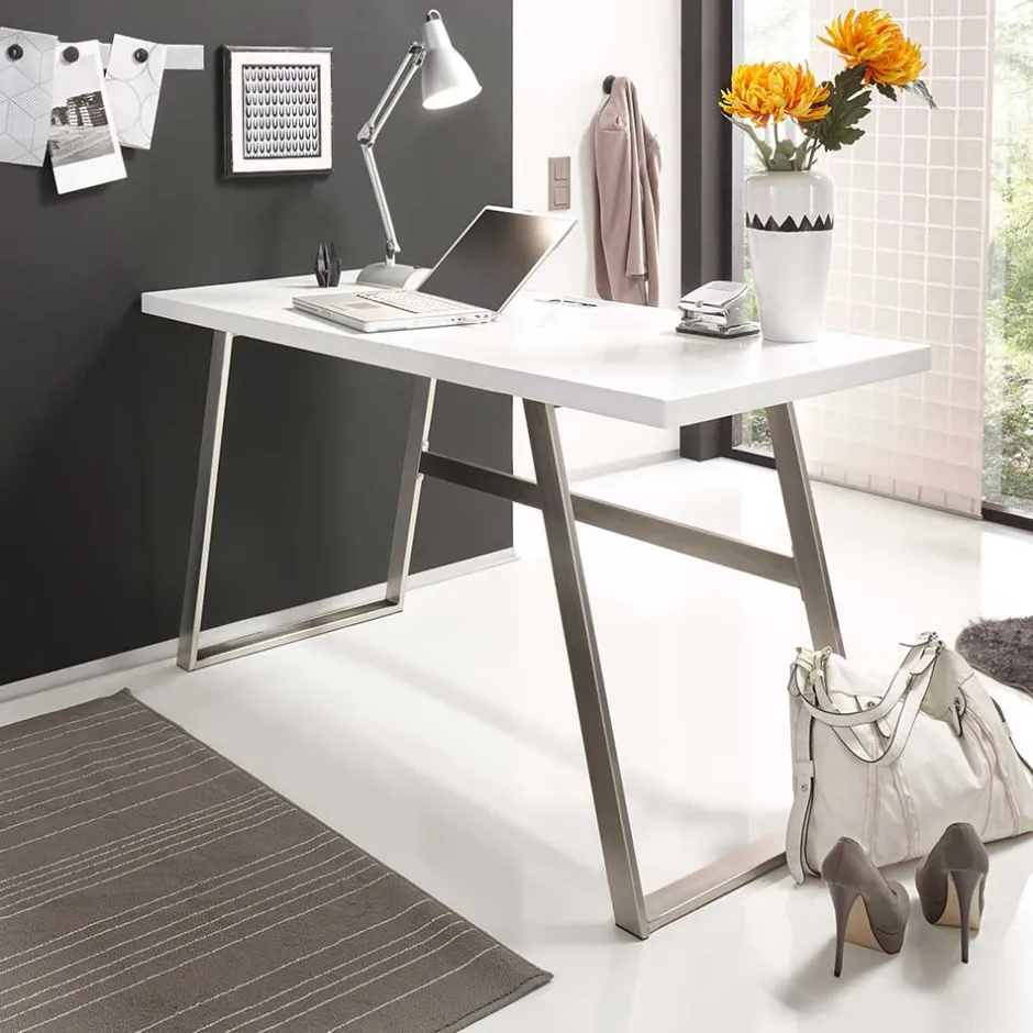 Wohnen 140x60 Schreibtisch in Weiß lackiert - Abelka