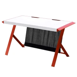 127x60 Schreibtisch in Weiß mit Rot - Kastawa^Wohnen