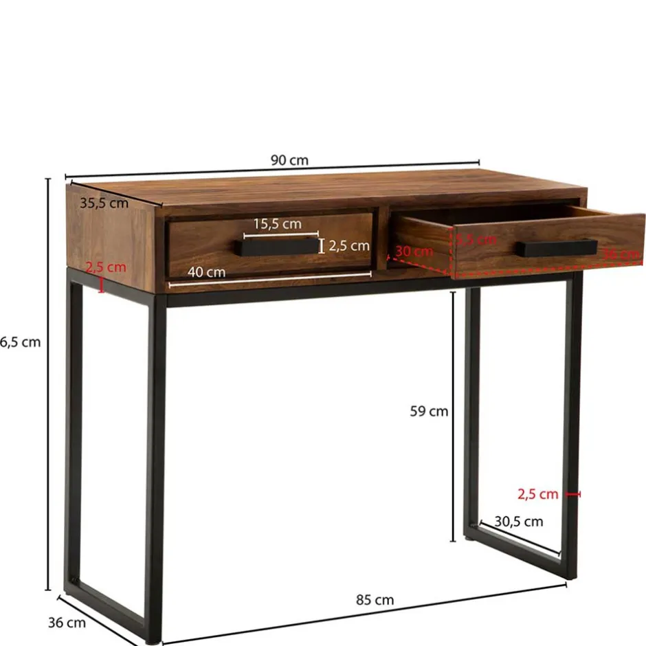 Wohnen 90x36 Schreibtisch Schminktisch mit Schubladen - Vioriga