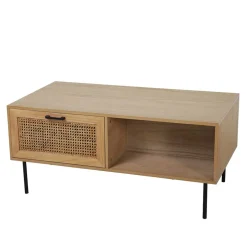 Wohnen 110x59 Skandi Couchtisch mit Wiener Geflecht - Esholda