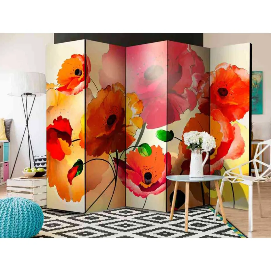 Wohnen 225x172 Spanische Wand Mohnblumen - Eture