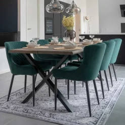 Wohnen 200x95 Tisch mit Polsterstühlen - Ricinga (siebenteilig)