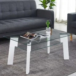 110x60 Wohnzimmer Glastisch mit Ablage - Masuca^Wohnen Discount