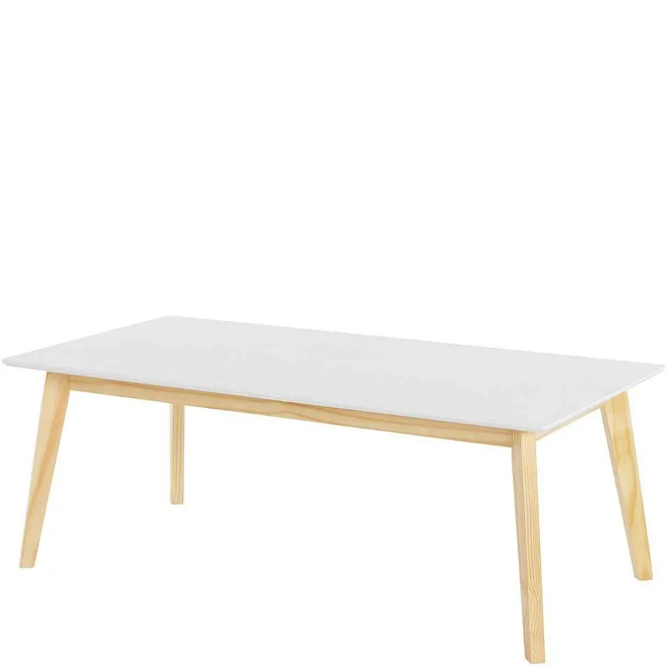 120x60 Wohnzimmer Tisch in Weiß & Kiefer - Tropezian^Wohnen Online