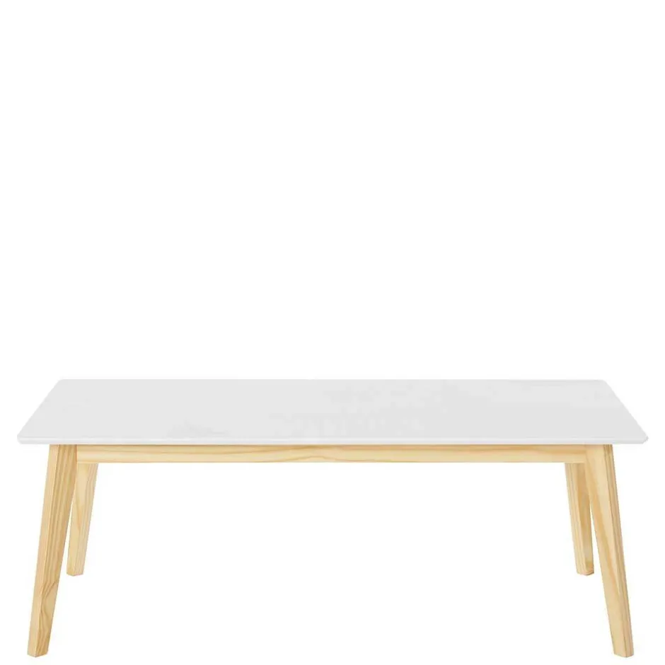 120x60 Wohnzimmer Tisch in Weiß & Kiefer - Tropezian^Wohnen Online