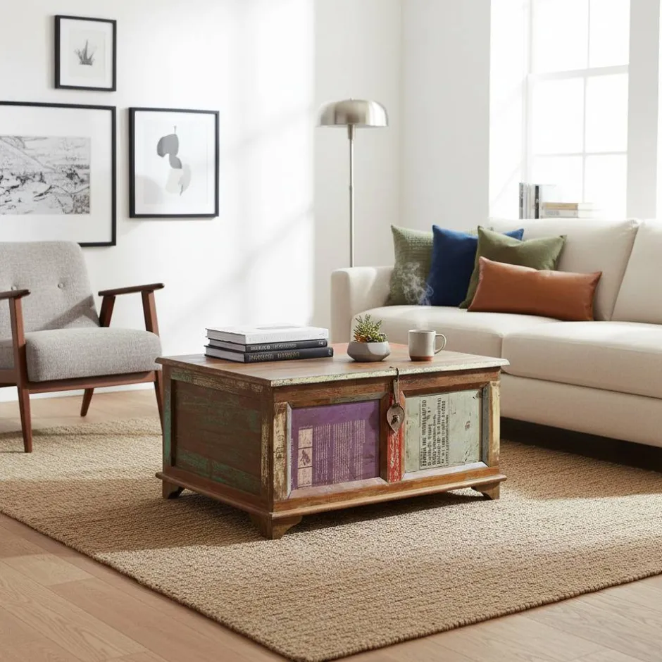 90x60 Wohnzimmer Truhentisch im Shabby Style - Slinida^Wohnen