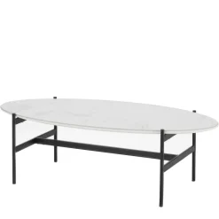 Wohnen 110x50 Wohnzimmertisch in Oval Marmor Optik - Inn