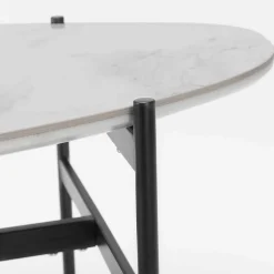 Wohnen 110x50 Wohnzimmertisch in Oval Marmor Optik - Inn
