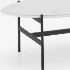 Wohnen 110x50 Wohnzimmertisch in Oval Marmor Optik - Inn