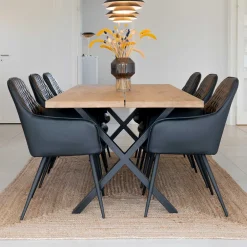 Wohnen X-Bein Esstisch mit Armlehnenstühlen - Visita (siebenteilig)