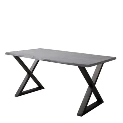 X-Bein Esszimmertisch mit Baumkante in Grau - Korcula^Wohnen