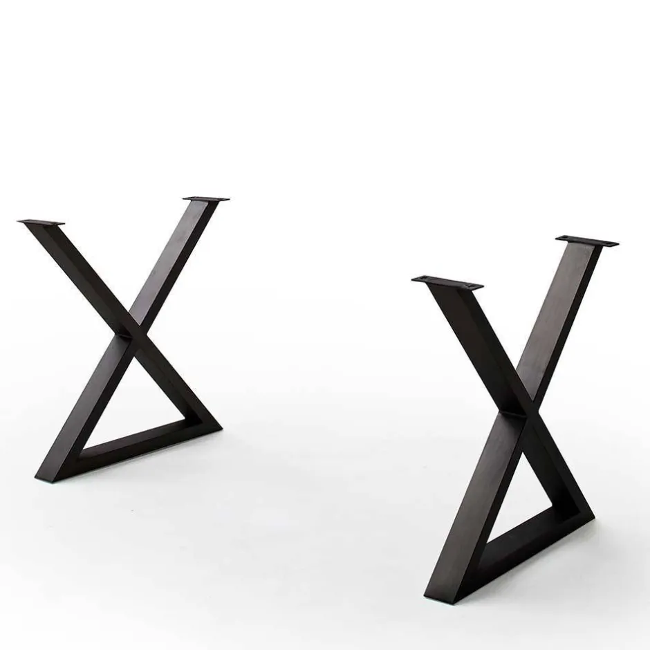 X-Bein Esszimmertisch mit Baumkante in Grau - Korcula^Wohnen