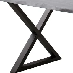 X-Bein Esszimmertisch mit Baumkante in Grau - Korcula^Wohnen