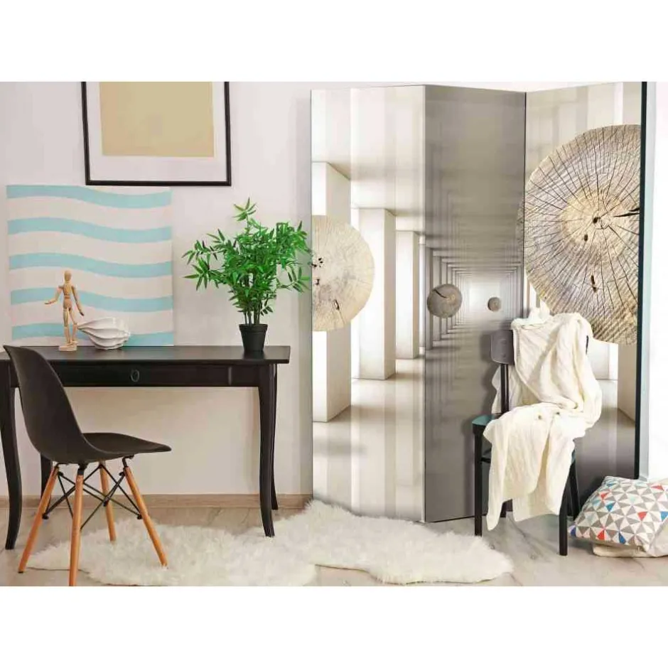 Wohnen 135x172cm Paravent aus Leinwand & Holz - Jesafina