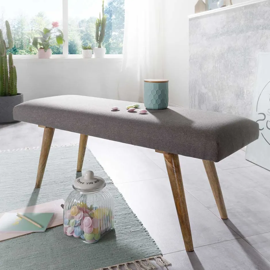 117x38cm Polsterbank im Mid Century Stil - Africo^Wohnen