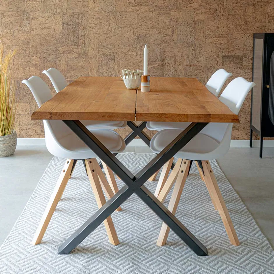 Wohnen X-Fuß Esstisch & Schalenstühle - Flumicina (fünfteilig)