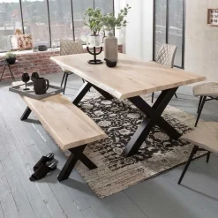 Wohnen X-Fuß Esstisch & Sitzbank - Tilveta (zweiteilig)