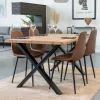 Wohnen X-Fuß Esszimmertisch & Kunstlederstühle Braun - Gyrineva (fünfteilig)