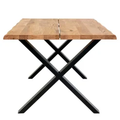 Wohnen X-Fuß Esszimmertisch & Kunstlederstühle Braun - Gyrineva (fünfteilig)