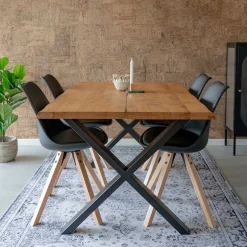 Wohnen X-Fuß Esszimmertisch & Schalenstühle - Zyaman (fünfteilig)