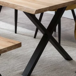 Wohnen X-Fuß Esszimmertisch mit Baumkantenplatte - Ebrania