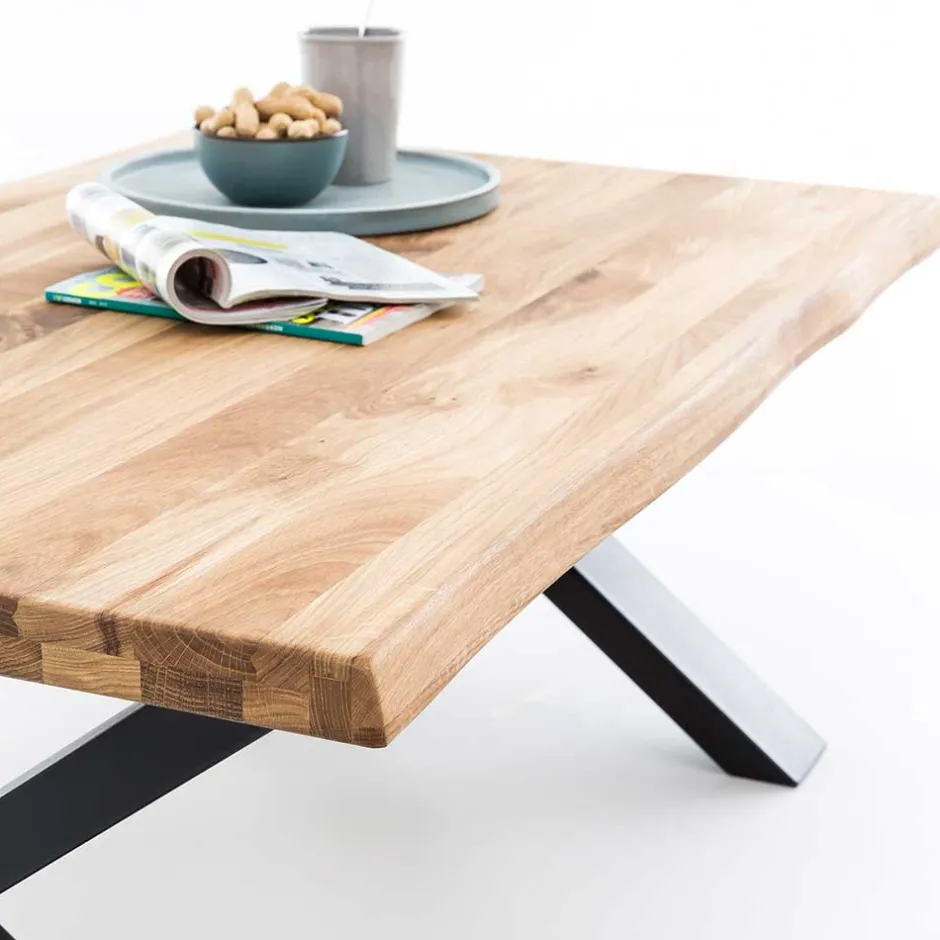 X-Fuß Sofatisch mit Live Edge Holzplatte - Riconia^Wohnen Sale