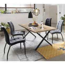 X-Fuß Tischgruppe mit Polsterstühlen - Fanita (fünfteilig)^Wohnen Clearance