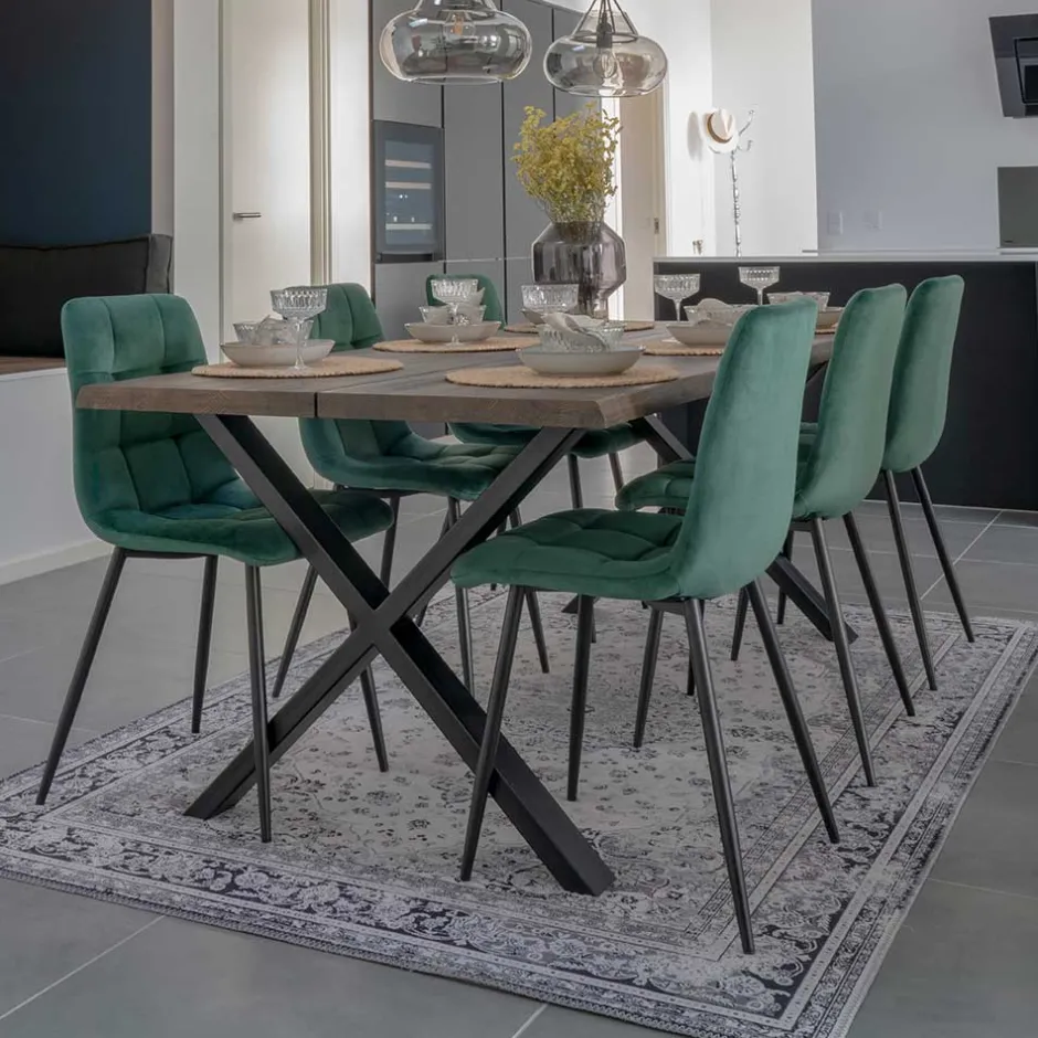 X-Fuß-Tisch & Samtstühle - Domniar (siebenteilig)^Wohnen Hot