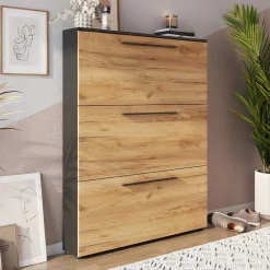 Wohnen 100x129x19 3 Klappen Schuhschrank in Wildeiche NB - Catrizia