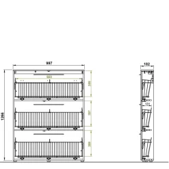 Wohnen 100x129x19 3 Klappen Schuhschrank in Wildeiche NB - Catrizia