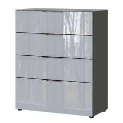 Wohnen 83x102x42 4 Schubladen Kommode mit Glas Front - Ruudy