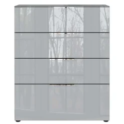 Wohnen 83x102x42 4 Schubladen Kommode mit Glas Front - Ruudy