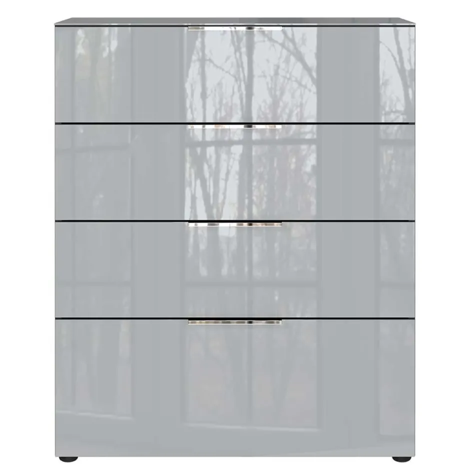 Wohnen 83x102x42 4 Schubladen Kommode mit Glas Front - Ruudy