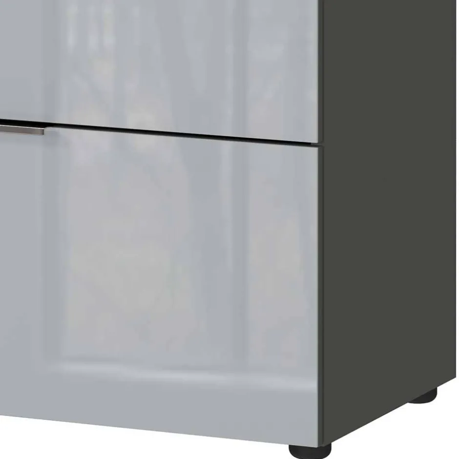 Wohnen 83x102x42 4 Schubladen Kommode mit Glas Front - Ruudy
