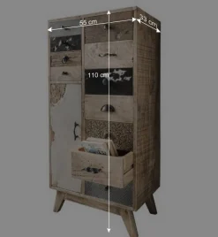 Wohnen 55x110x33 Altholz Hochkommode mit 11 Schubladen - Conville