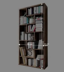 Wohnen 90x190x35 Altholz Regal mit acht Fächern - Bahiro