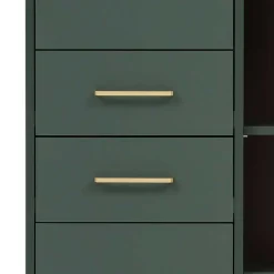 Wohnen 67x184x33 Bad Hochschrank in Dunkelgrün & Gold - Aqua