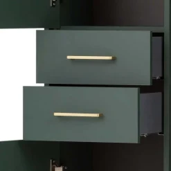 Wohnen 67x184x33 Bad Hochschrank in Dunkelgrün & Gold - Aqua