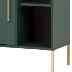 Wohnen 67x184x33 Bad Hochschrank in Dunkelgrün & Gold - Aqua