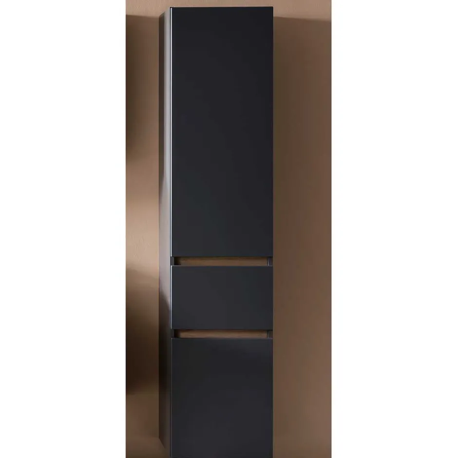 40x185x35 Bad Hochschrank in Grau mit Wildeiche - Agiruan^Wohnen Hot