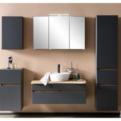 40x185x35 Bad Hochschrank in Grau mit Wildeiche - Agiruan^Wohnen Hot