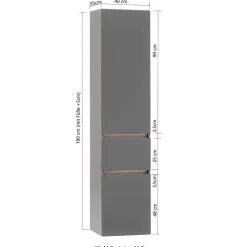 40x185x35 Bad Hochschrank in Grau mit Wildeiche - Agiruan^Wohnen Hot