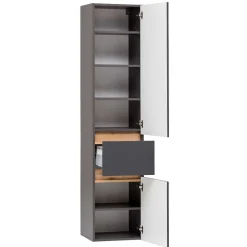 40x185x35 Bad Hochschrank in Grau mit Wildeiche - Agiruan^Wohnen Hot