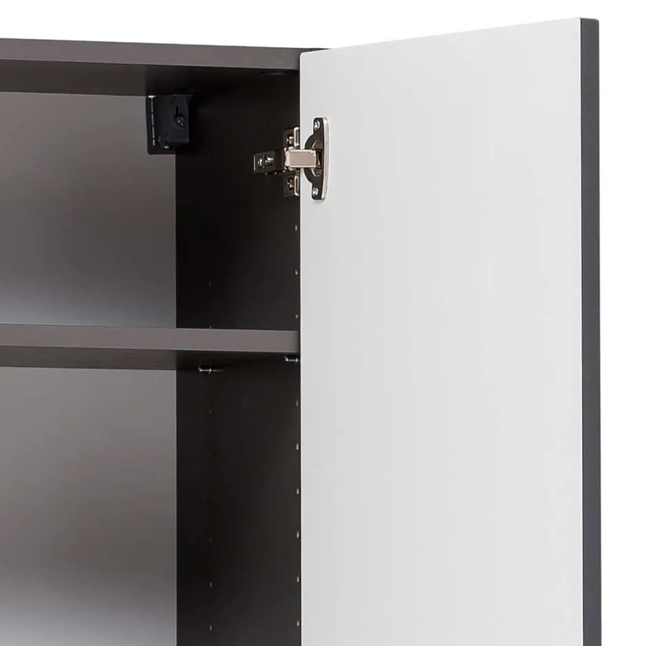 40x185x35 Bad Hochschrank in Grau mit Wildeiche - Agiruan^Wohnen Hot