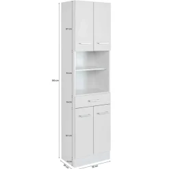 Wohnen 50x190x35 Bad Hochschrank in Hellgrau & Weiß - Girios