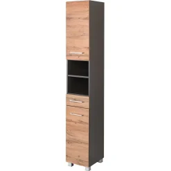 Wohnen 30x180x35 Bad Hochschrank mit Wildeiche Front - Ishes