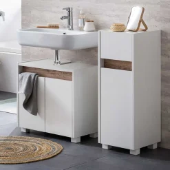 Wohnen 31x85x33 Bad Unterschrank mit Tür & Schublade - Etravia