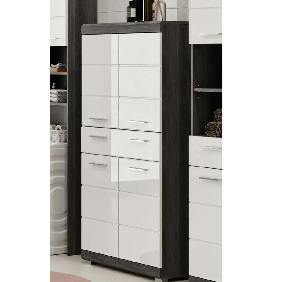 Wohnen 74x141x31 Badezimmer Highboard mit 4 Türen & Schublade - Nancys