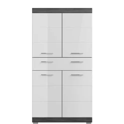 Wohnen 74x141x31 Badezimmer Highboard mit 4 Türen & Schublade - Nancys
