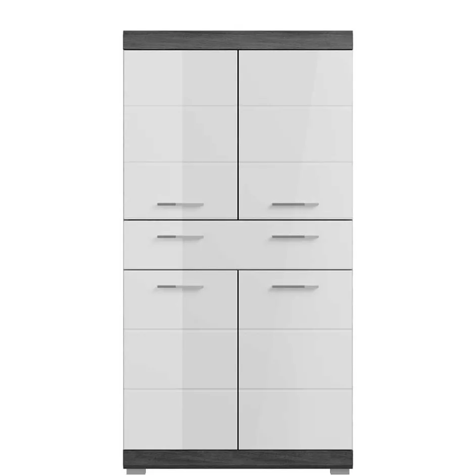 Wohnen 74x141x31 Badezimmer Highboard mit 4 Türen & Schublade - Nancys